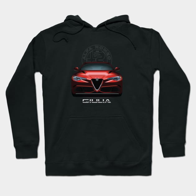 Alfa Romeo Giulia (visit:  fmDisegno.redbubble.com for full range) Hoodie by fmDisegno